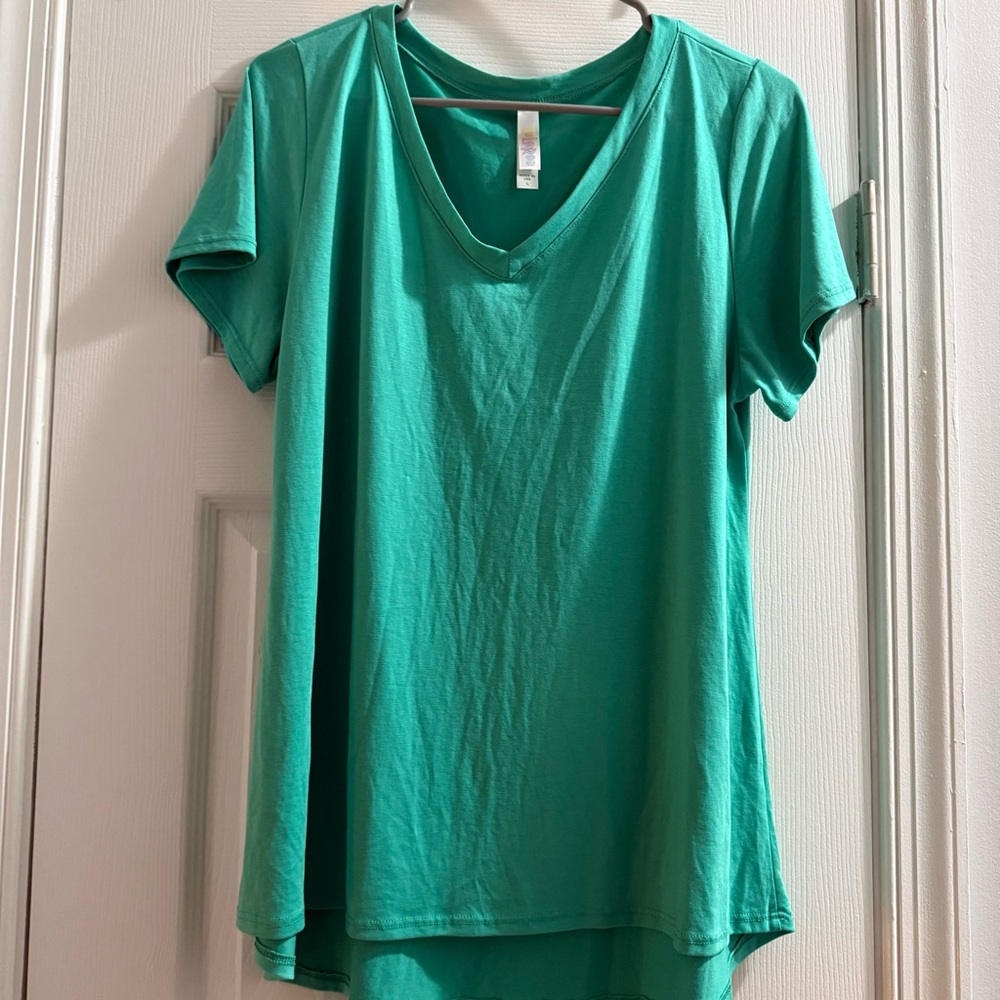 Lularoe Women’s V-Neck Short Sleeve Top - Teal Green